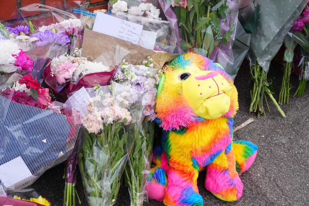 Flowers near the scene on Birchington Avenue, Grangetown, near Middlesbrough (Owen Humphreys/PA) (PA Wire)