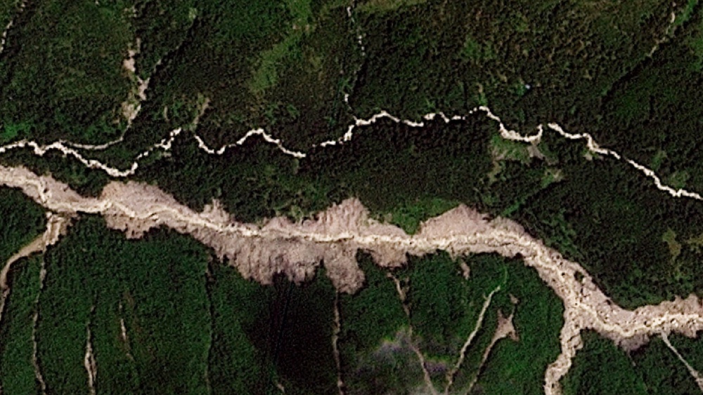 Satellite imagery shows a lake that formed at site of glacier collapse (Reuters)