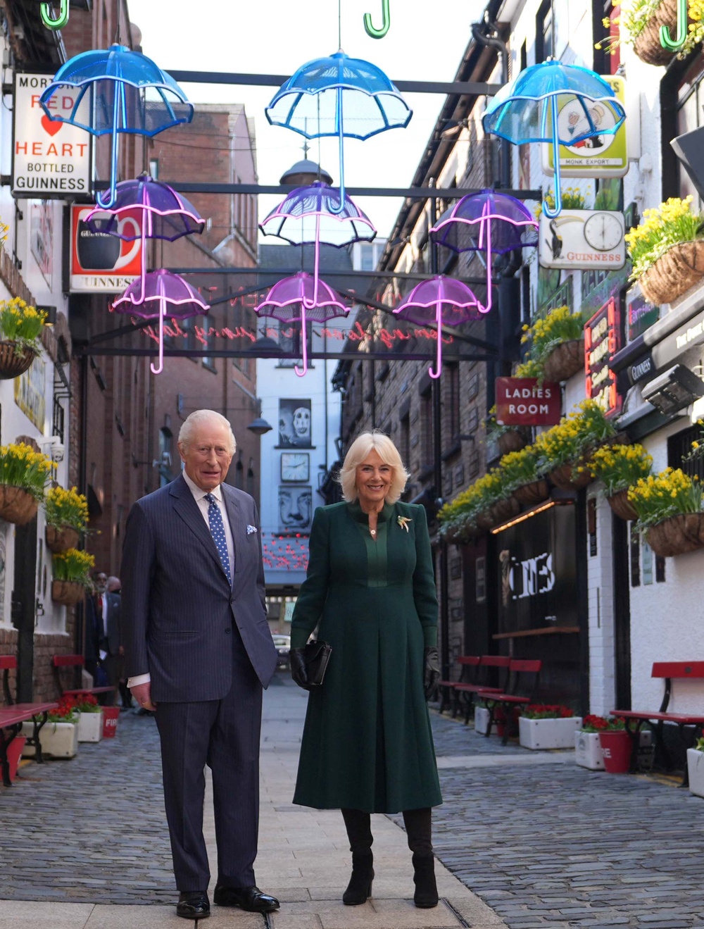 The King and Queen during a visit to Commercial Court, Belfast (Niall Carson/PA) (PA Archive)
