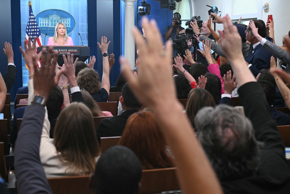 Leavitt was combative with the media during briefings - but that was only part of her job (AFP via Getty Images)