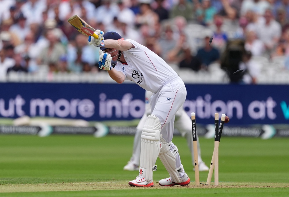 Harry Brook is bowled by Pakistan’s Mohammad Ali (Ben Whitley/PA) (PA Wire)