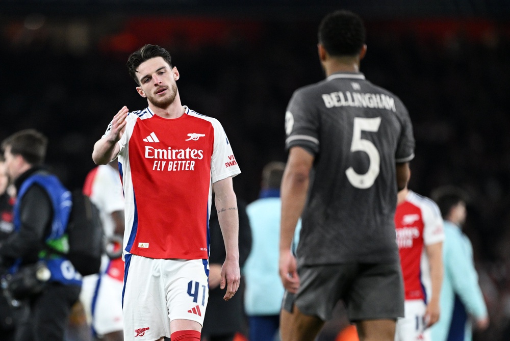 Declan Rice scored two free-kicks the last time Arsenal hosted Real Madrid (Getty)