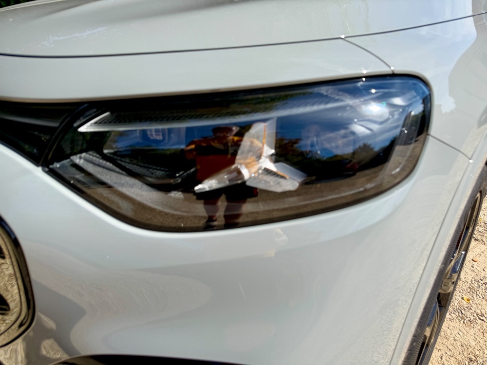 There are stars aplenty in the Mercedes GLB; in the headlights, on the grille, on the wheels and all through the cabin (Steve Fowler)
