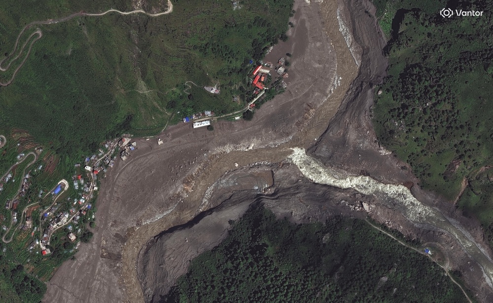 This satellite image provided by Vantor shows destruction at Syapru Besi, Nepal (Satellite image ©2026 Vantor)