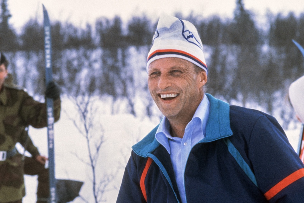 Crown Prince Harald during a 1988 charity ski race, three years before he took the throne (AFP/Getty)