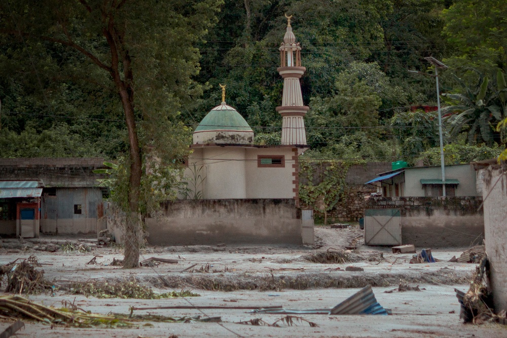 A mosque is buried in thick mud and debris following flash floods on 28 August 2026 in Devighat, Nepal (Getty)
