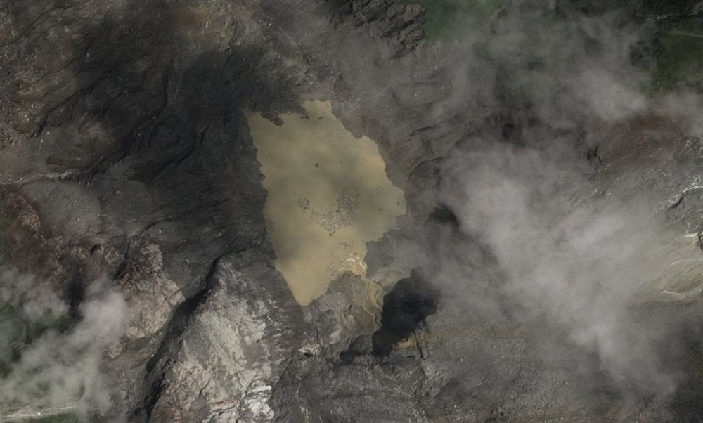 Satellite image shows one of two lakes at the site of the glacial collapse,in the border area between Nepal and Tibet Autonomous Region, China (Reuters)