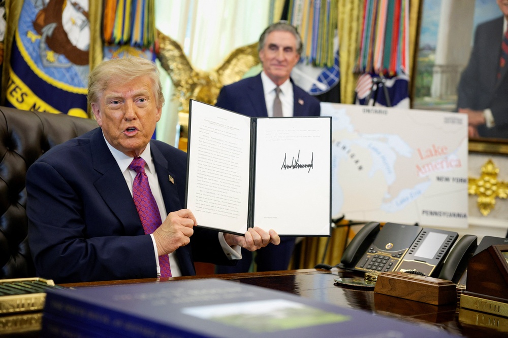 Trump’s executive order directs the Interior Department to update the federal Geographic Names Information System, and requires US agencies to use ‘Lake America’ (Reuters)