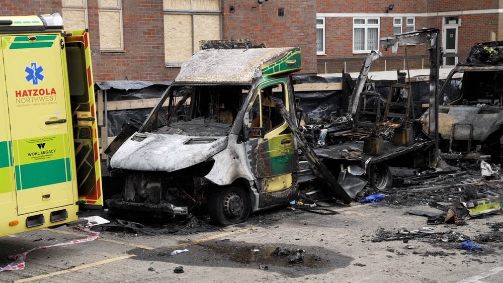 Four ambulances were destroyed in an attack in Golders Green (PA)