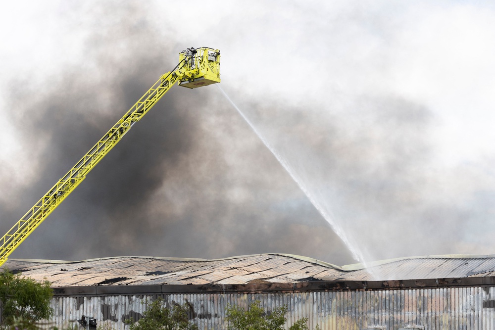 Firefighters are using aerial equipment (AFP/Getty)