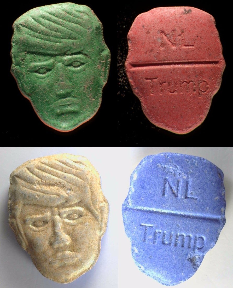 A Dutch drug addiction and mental health institute warned users on Friday about potentially lethal ecstasy pills shaped to look like the head of U.S. President Donald Trump (Trimbos Institute)