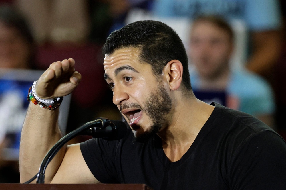 Trump’s attacks on Canada via tariff and lake renamings have made great ammo for Michigan’s Democratic candidate for Senate, Abdul el-Sayed (AFP/Getty)