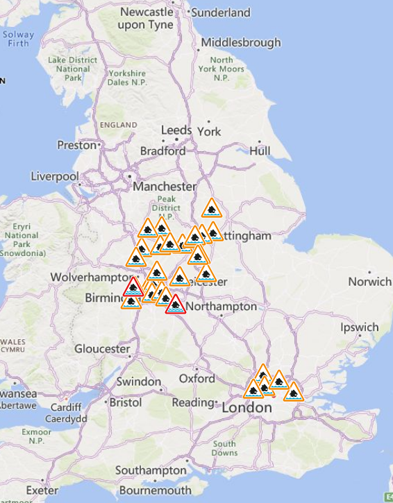 Flood warnings and alerts are in place across several areas (Environment Agency)