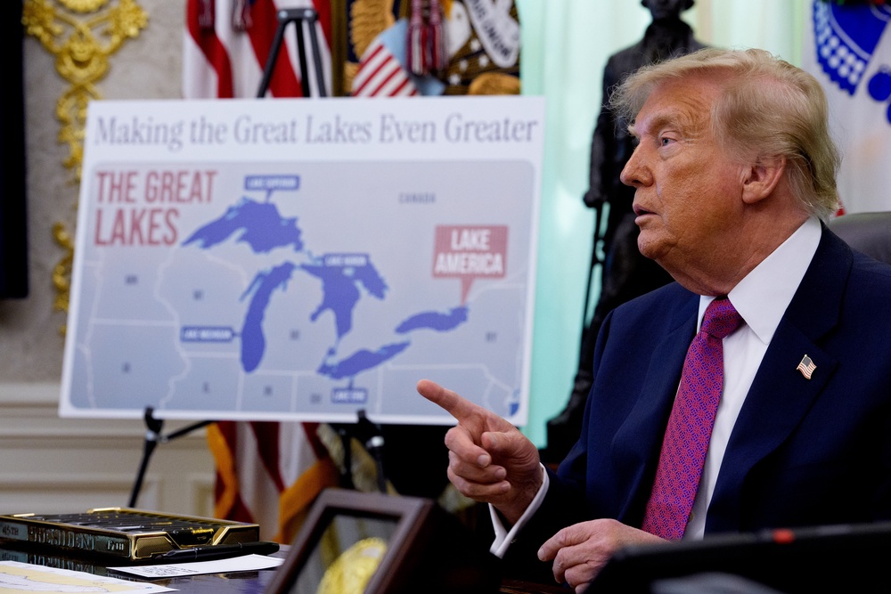 Trump signed an executive order directing federal agencies to refer to Lake Ontario as ‘Lake America’ in all official documents and records (Getty Images)