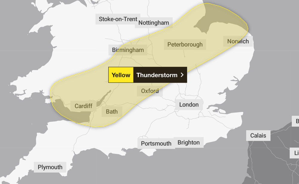 A Met Office yellow weather warning has been issued (Met Office)