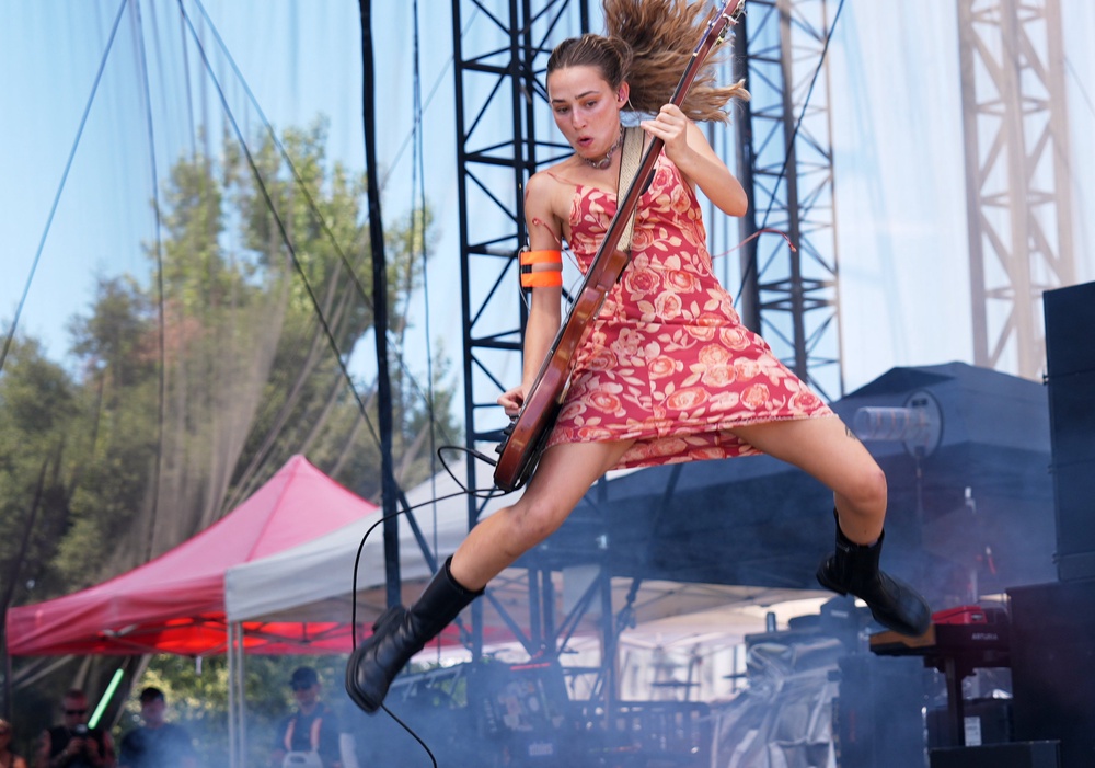 Kate Halter of Die Spitz performs at the Daisy Chain Fields Music Festival (AP)