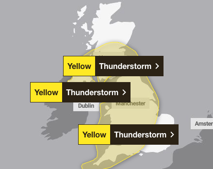Sunday's weather warnings (Met Office)