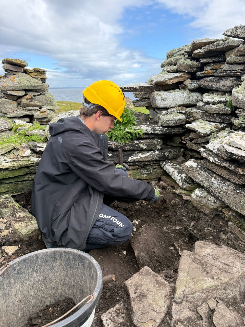 The remains of what is thought to be a medieval Viking church about 1,000 years old discovered by a group of students on an uninhabited Scottish island (Gordonstoun/PA Wire)