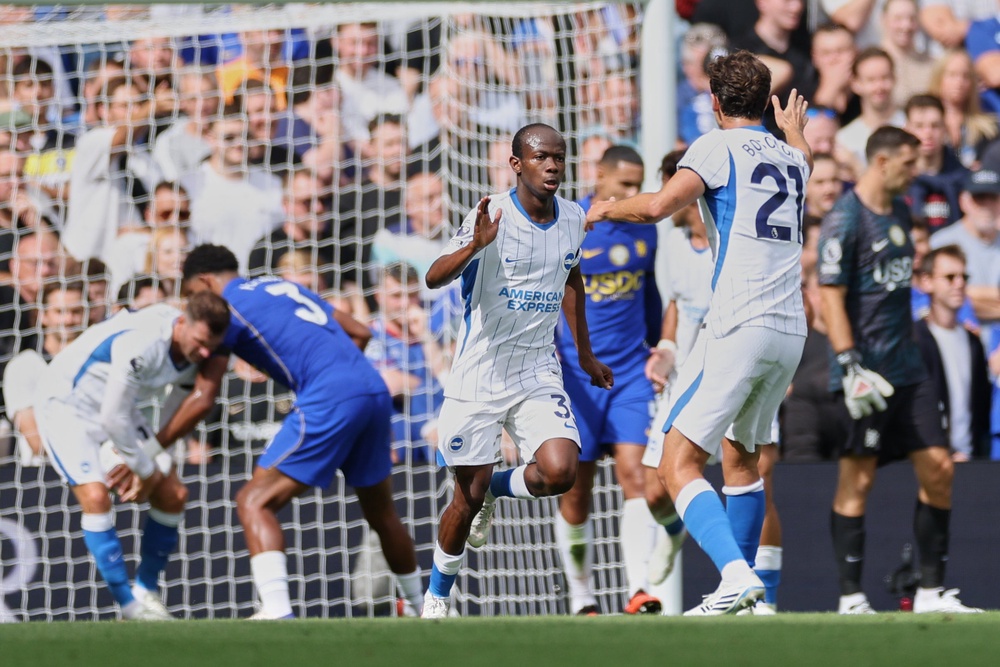 Brighton's Malick Yalcouye celebrates after scoring (AP)