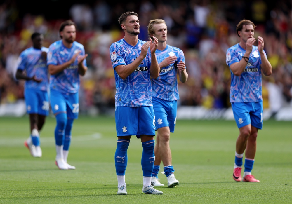 Taylor Harwood-Bellis of Southampton applauds the fans (Getty)