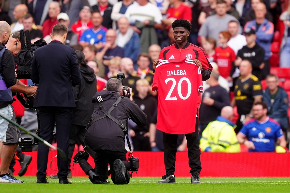 Carlos Baleba was unveiled before Manchester United beat Ipswich (PA)