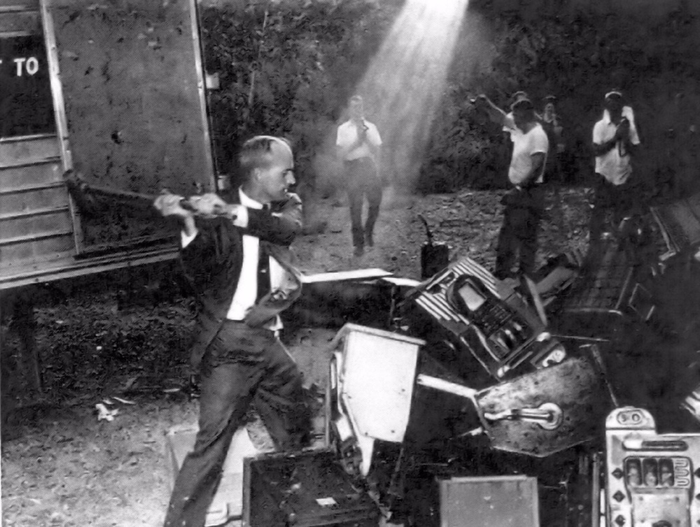 Arkansas state police destroy slot machines in 1967 (Visit Hot Springs)
