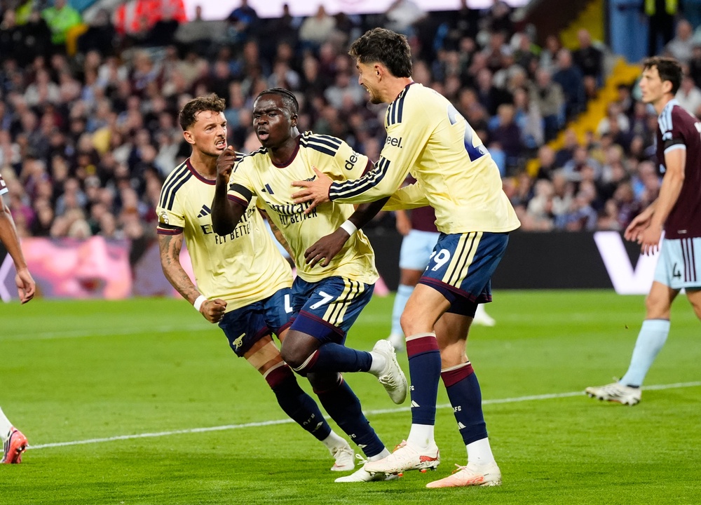 Saka scored his second goal of the season to earn Arsenal victory ahead of next week’s showdown with Chelsea (PA)