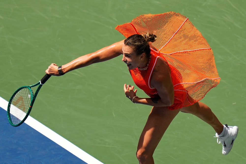 Aryna Sabalenka is safely through (Seth Wenig/AP)