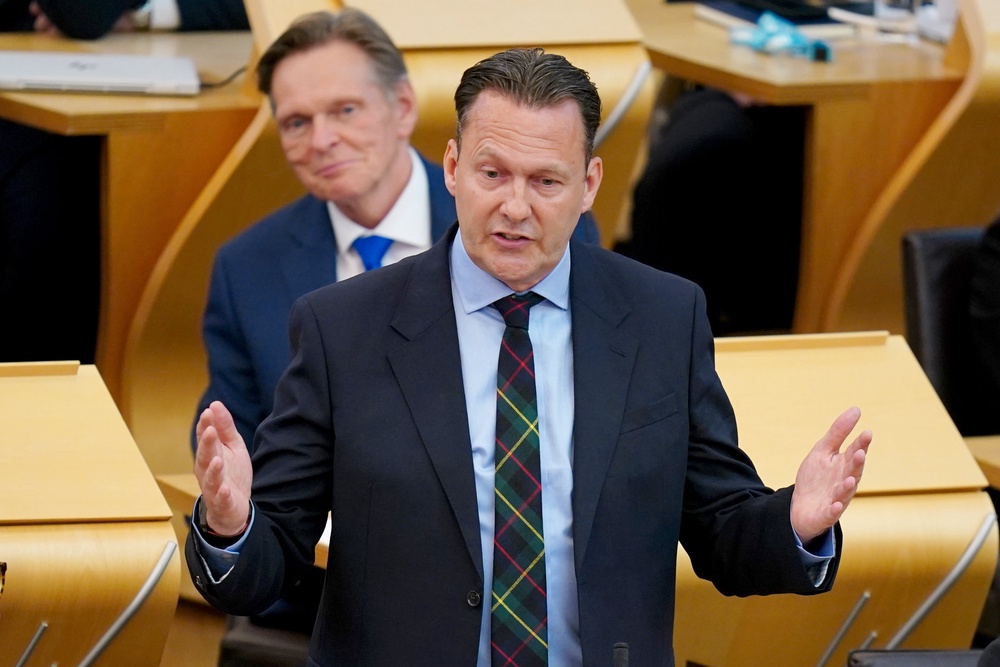 Scottish Conservative leader Russell Findlay challenged his SNP rival to cut taxes and tackle the country’s ‘ballooning benefits bill’. (Jane Barlow/PA)