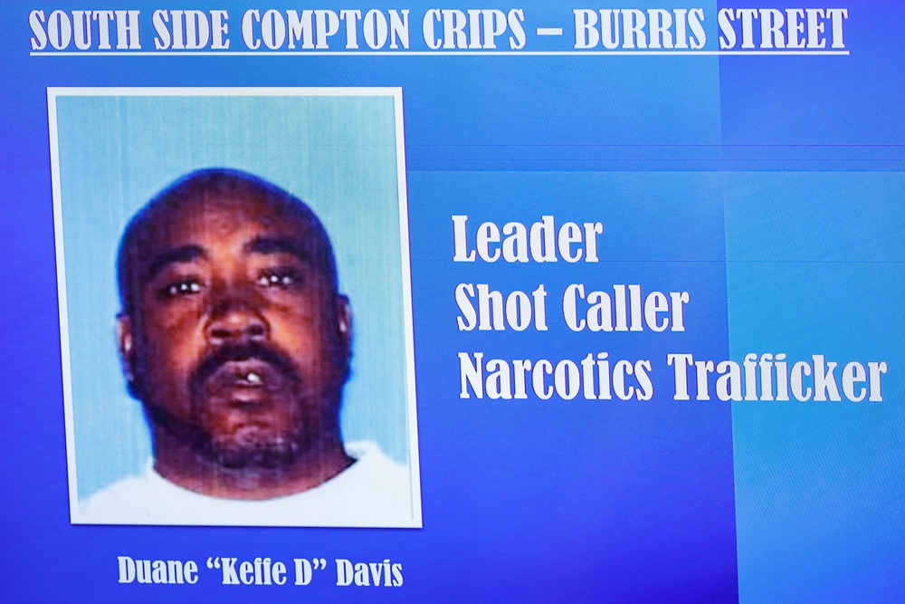 Davis, whose mug shot was shown in court, was a prominent member of the South Side Compton Crips (AFP/Getty)
