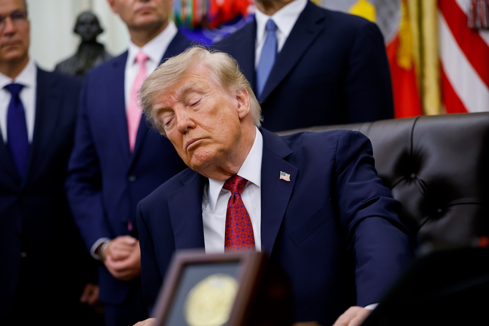 President Donald Trump attends a healthcare affordability event in the Oval Office at the White House on August 31 (Getty)