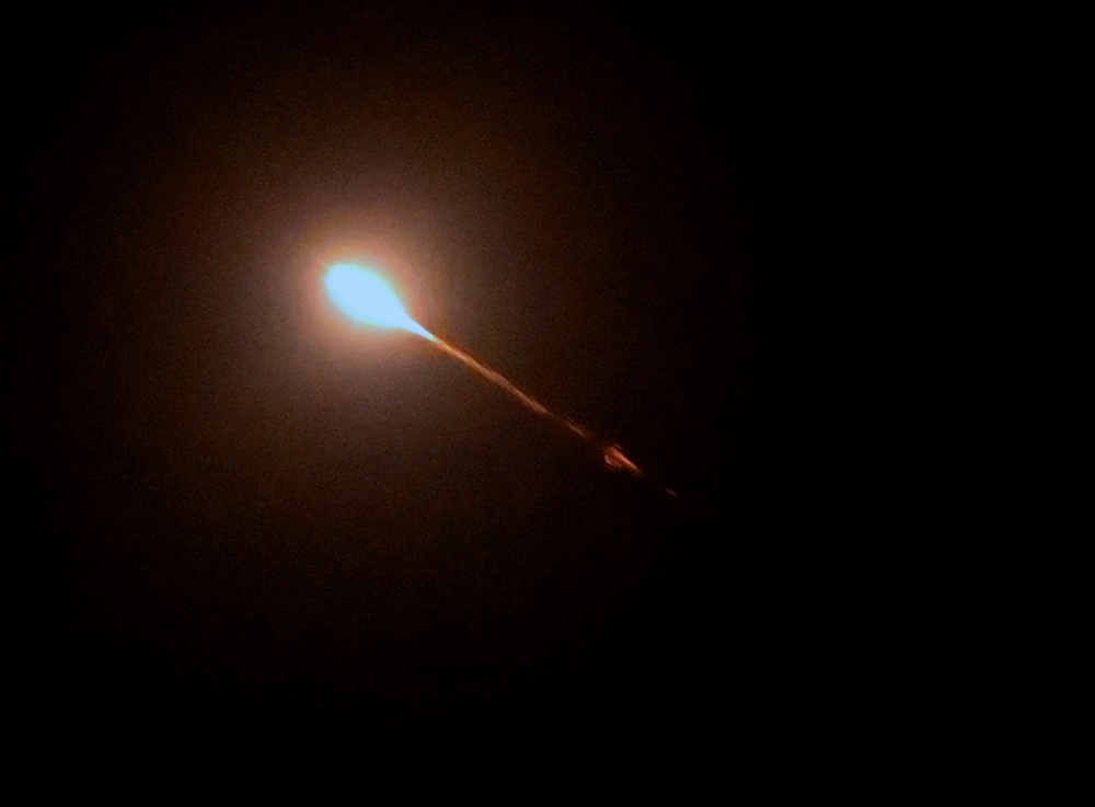 A flying missile seen during a Russian aerial attack in Kyiv (AFP/Getty)