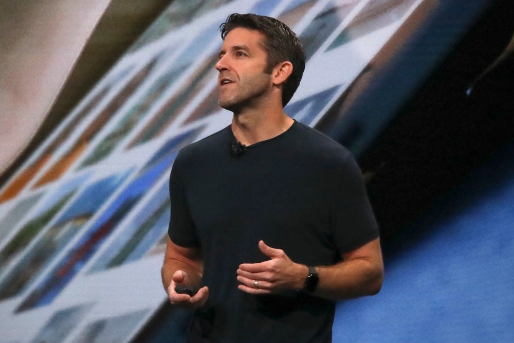 John Ternus, Apple's V.P. of Hardware Engineering, discusses the latest development for the iPad Pro during an event to announce new products Oct. 30, 2018, in the Brooklyn borough of New York. (AP Photo/Bebeto Matthews, File) (Copyright 2018 The Associated Press. All rights reserved.)