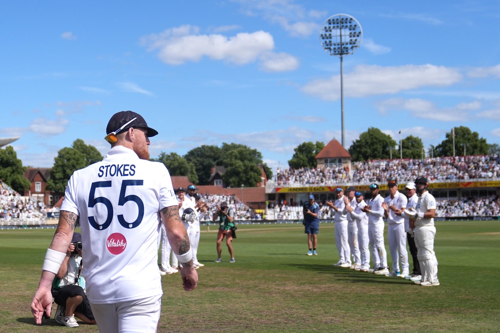 Ben Stokes receiving a guard of honour in his final Test at Trent Bridge (Joe Giddens/PA) (PA Wire)