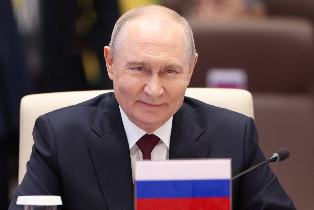 Vladimir Putin in Bishkek, Kyrgyzstan, on 1 September (Reuters)
