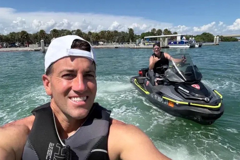 David Cole (left) was jet skiing with Matheson when lightning struck during a sudden storm (Supplied)