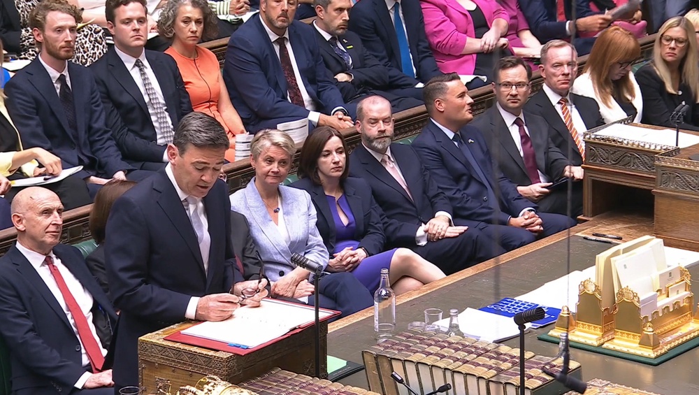 Mr Burnham made his first appearance in the House of Commons, London, since becoming PM (House of Commons/UK Parliament/PA) (House of Commons/UK Parliament)