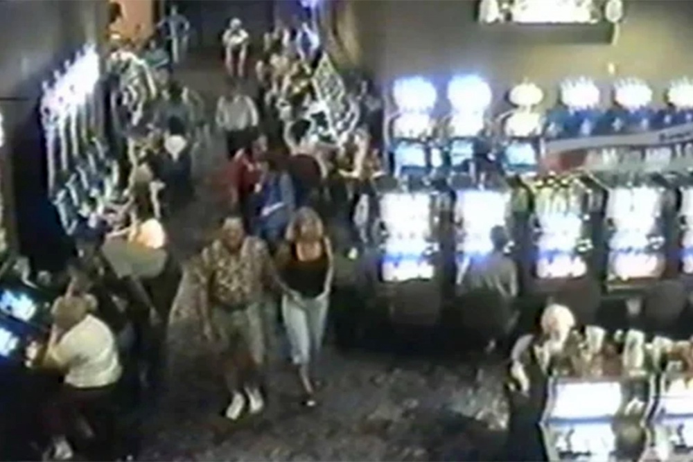 Sisco and Harkness are seen in an image from casino security video hours before they were killed in a hail of bullets (Shawnee County District Attorney's Office)