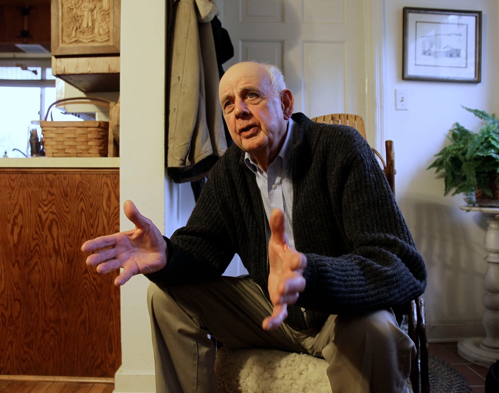 Wendell Berry talks with a reporter at his home in Port Royal, Ky., March 10, 2011. (AP Photo/Ed Reinke, File)