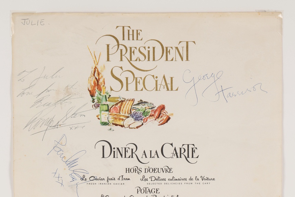 A Pan American Airways menu signed by all four members of The Beatles (Propstore/PA) (PA Media)