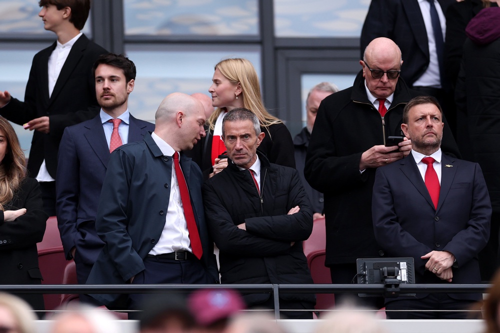 Andrea Berta, Arsenal Sporting Director, looks on at the London Stadium (Getty)