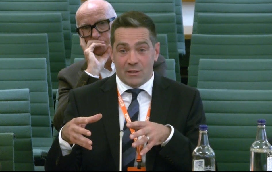 Michael Cadden gives evidence to the Northern Ireland Affairs Committee on Wednesday morning.