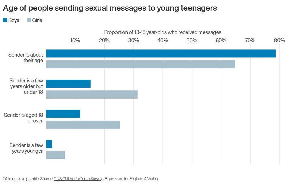 Image from: One in 10 young teens received sexual messages online in past year – survey