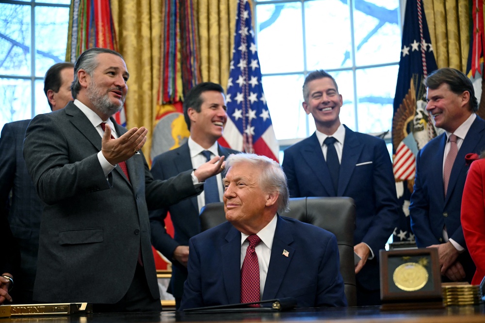 Though they were once political foes during the 2016 Republican primaries, Ted Cruz (pictured left) is now one of Donald Trump’s strongest allies in the Senate (AFP/Getty)