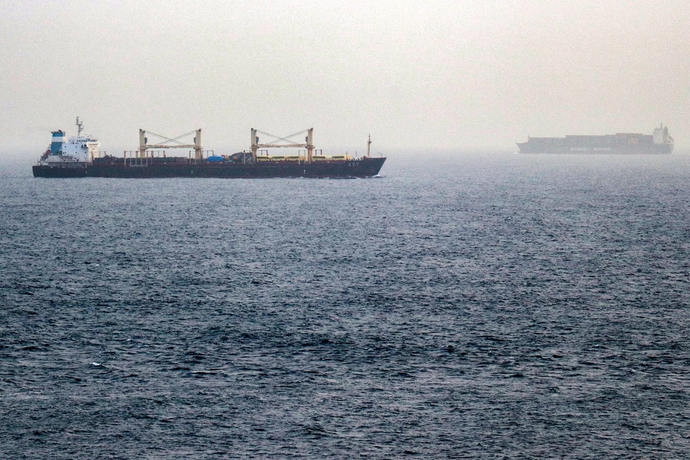 Vessels transit the Bab el-Mandeb Strait off the coast of southern Yemen (AFP/Getty)