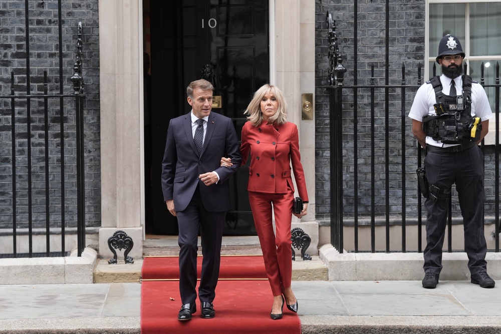 French President Emmanuel Macron and first lady Brigitte Macron leave Downing Street (Stefan Rousseau/PA) (PA Wire)