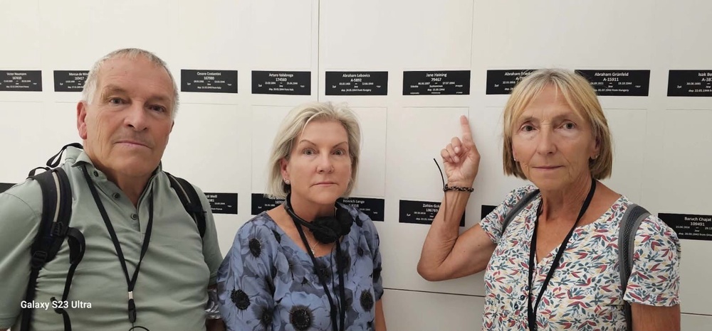 Relatives of Miss Haining – Kevin O’Brien, Liz Harrigan and Patricia Audis (left to right) visited the exhibition (Haining Family/PA)