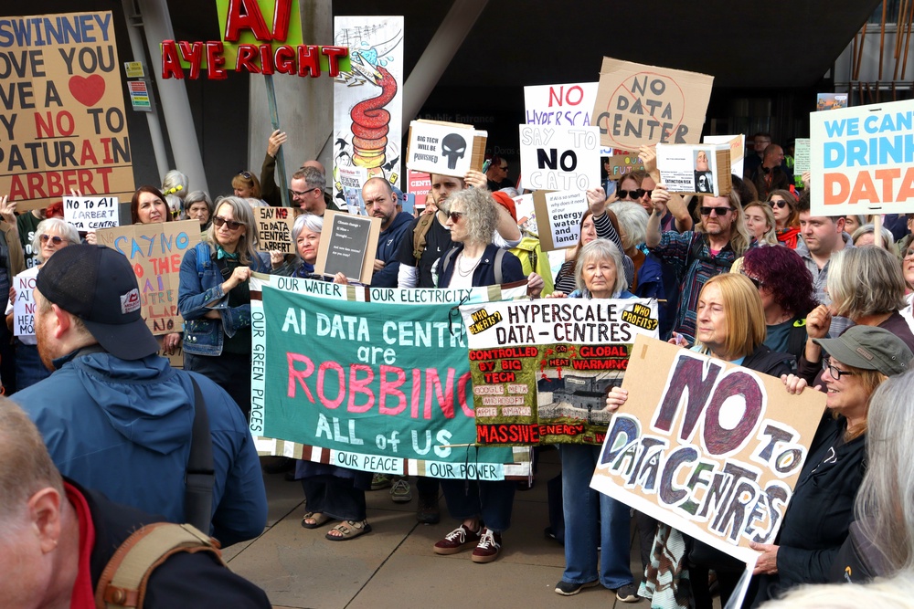 Campaigners and community members from across Scotland have said they “won’t stop” until the Scottish Government announces a moratorium on the development of AI data centres (Danyel VanReenen)/PA)