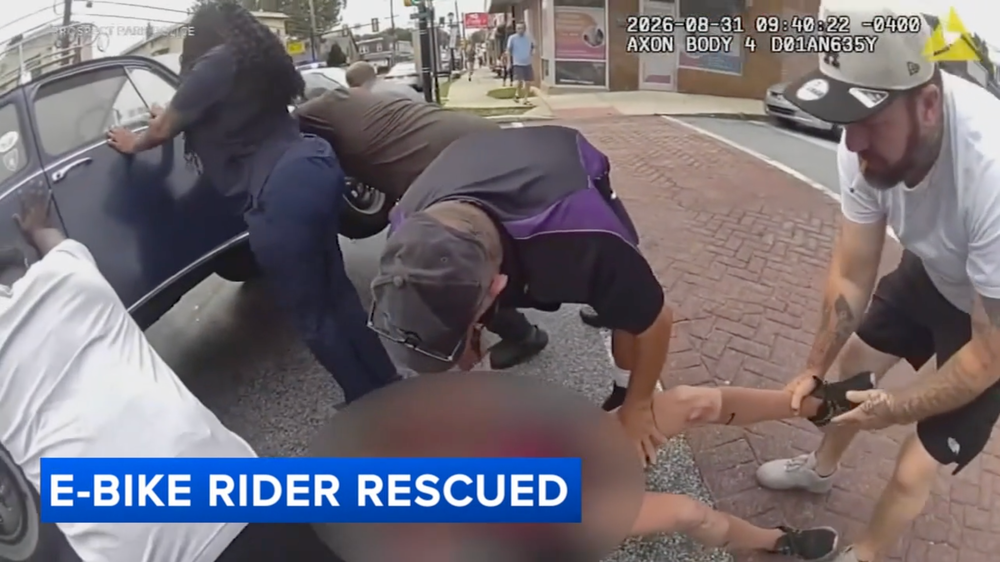 The e-biker remained in the hospital Thursday in stable condition, and is expected to be OK (ABC 6)
