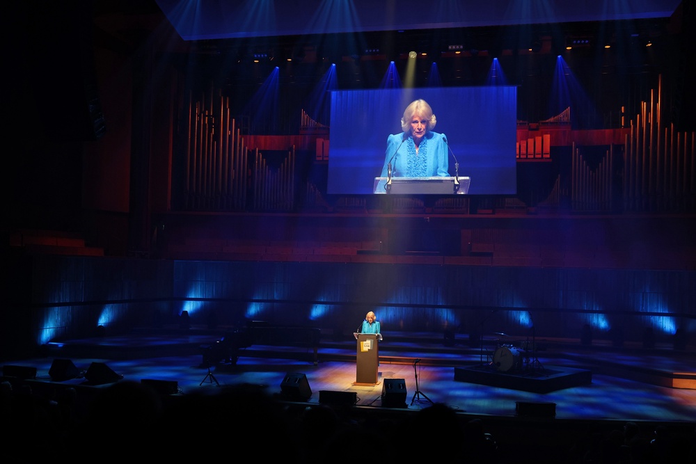 Camilla reads a letter as she takes part in a performance of Letters Live (Chris Jackson/PA) (PA Wire)